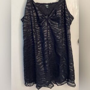 wild fable Black Smocked Sheer-Texture Zebra Print Dress 4X